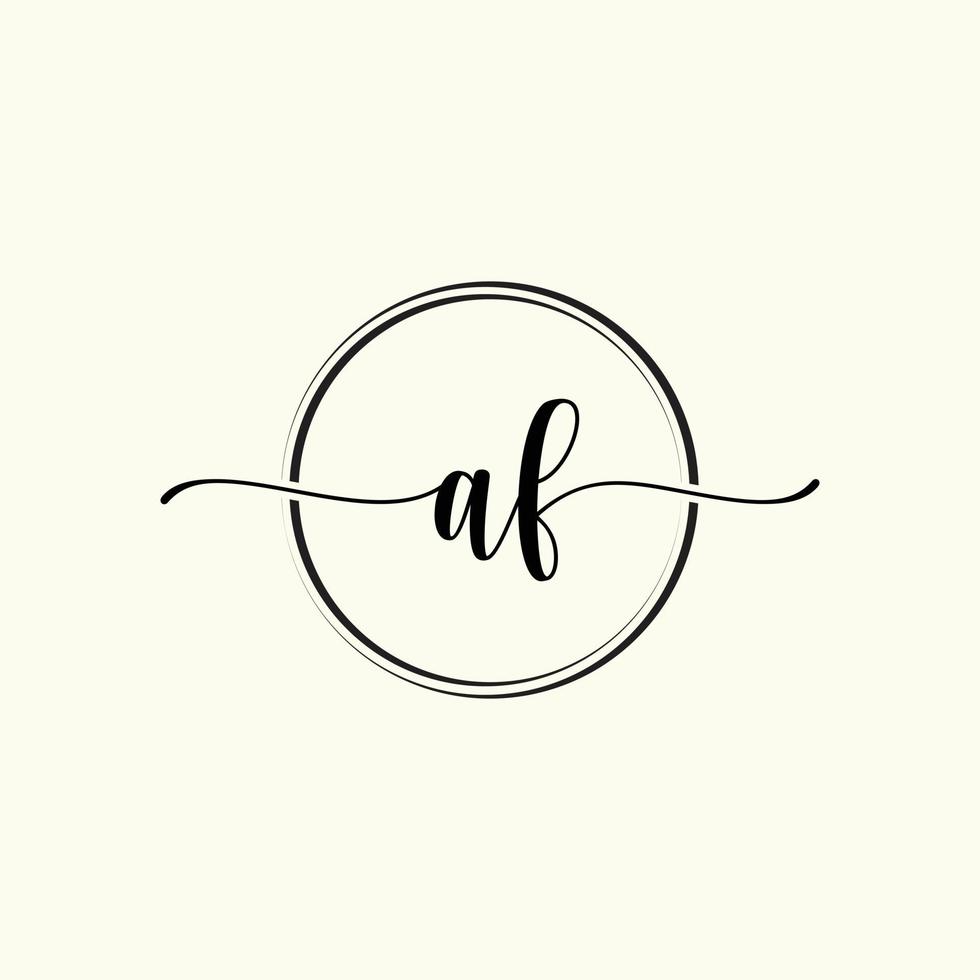 initial handwriting AF logo template Illustration. AF Letter beauty monogram Logo vector