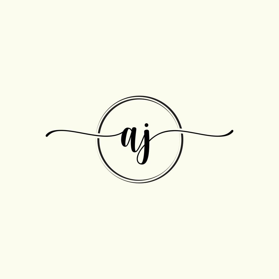 initial handwriting AJ logo template Illustration. AJ Letter beauty monogram Logo vector