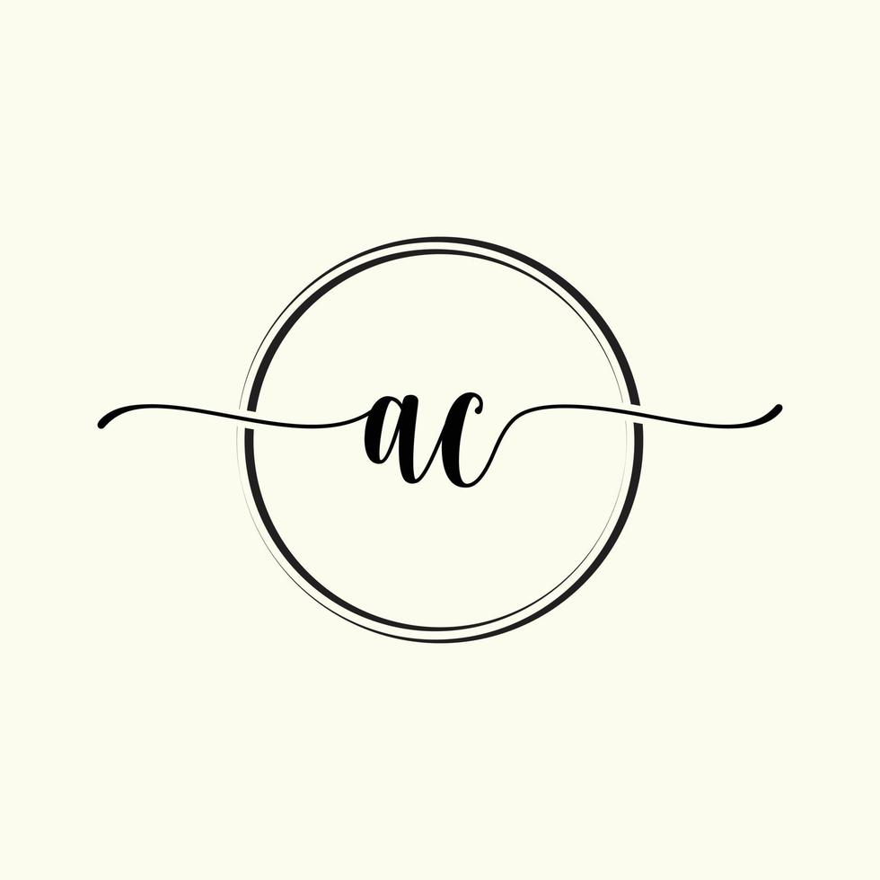 initial handwriting AC logo template Illustration. AC Letter beauty monogram Logo vector