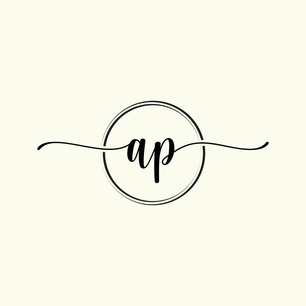 initial handwriting AP logo template Illustration. AP Letter beauty monogram Logo vector