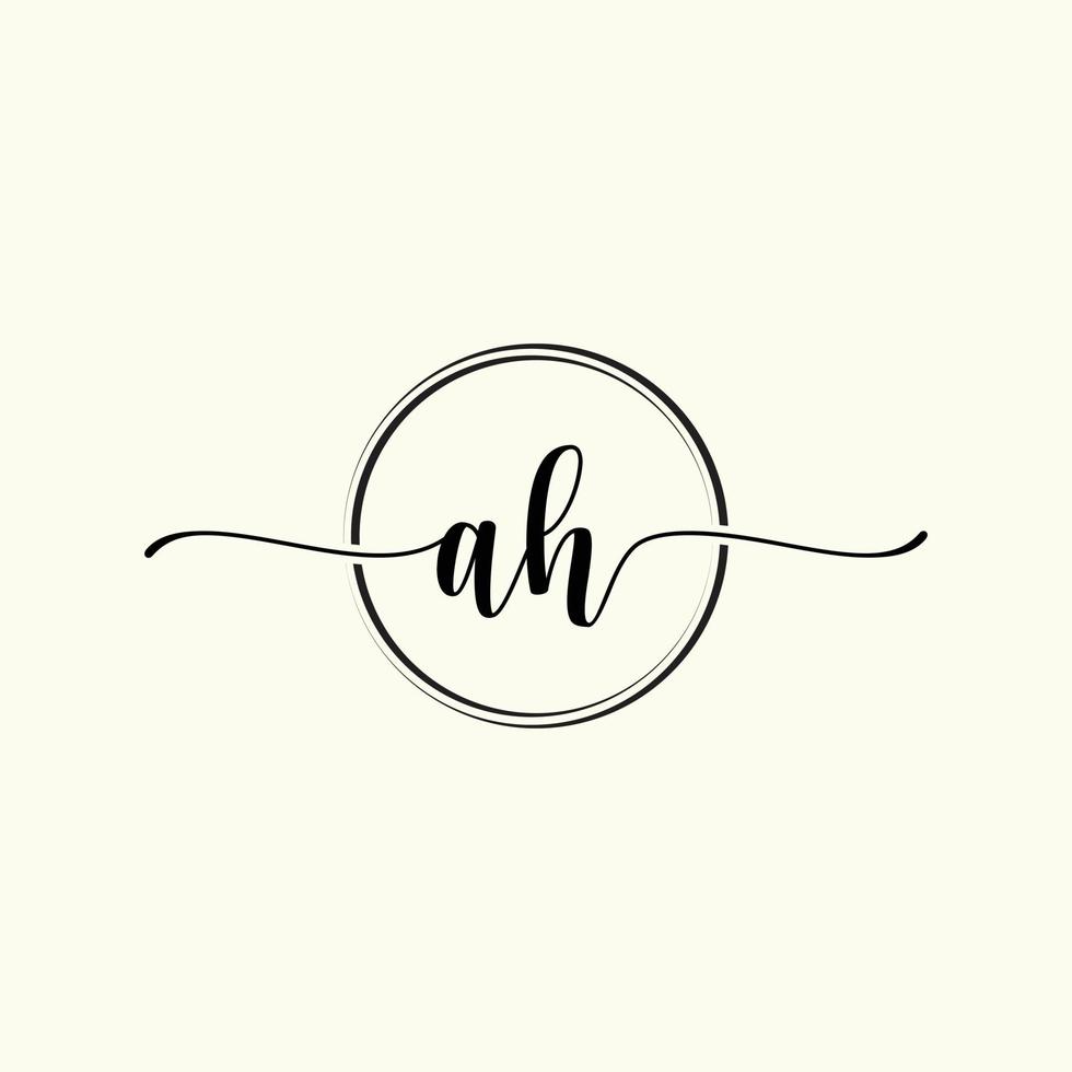initial handwriting AH logo template Illustration. AH Letter beauty monogram Logo vector