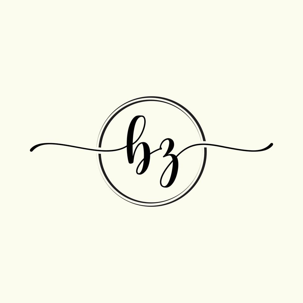 initial handwriting BZ logo template Illustration. BZ Letter beauty monogram Logo vector