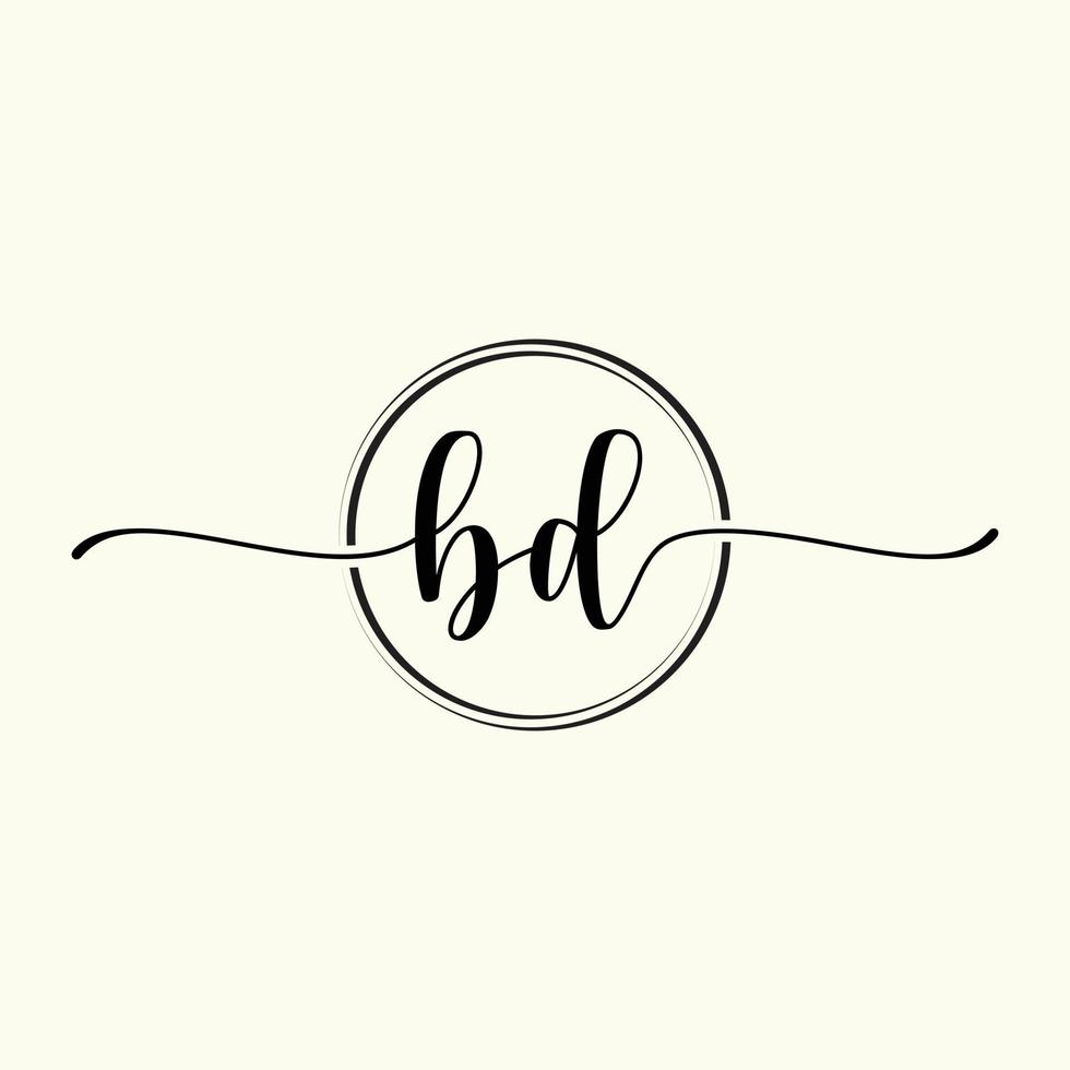initial handwriting BD logo template Illustration. BD Letter beauty monogram Logo vector