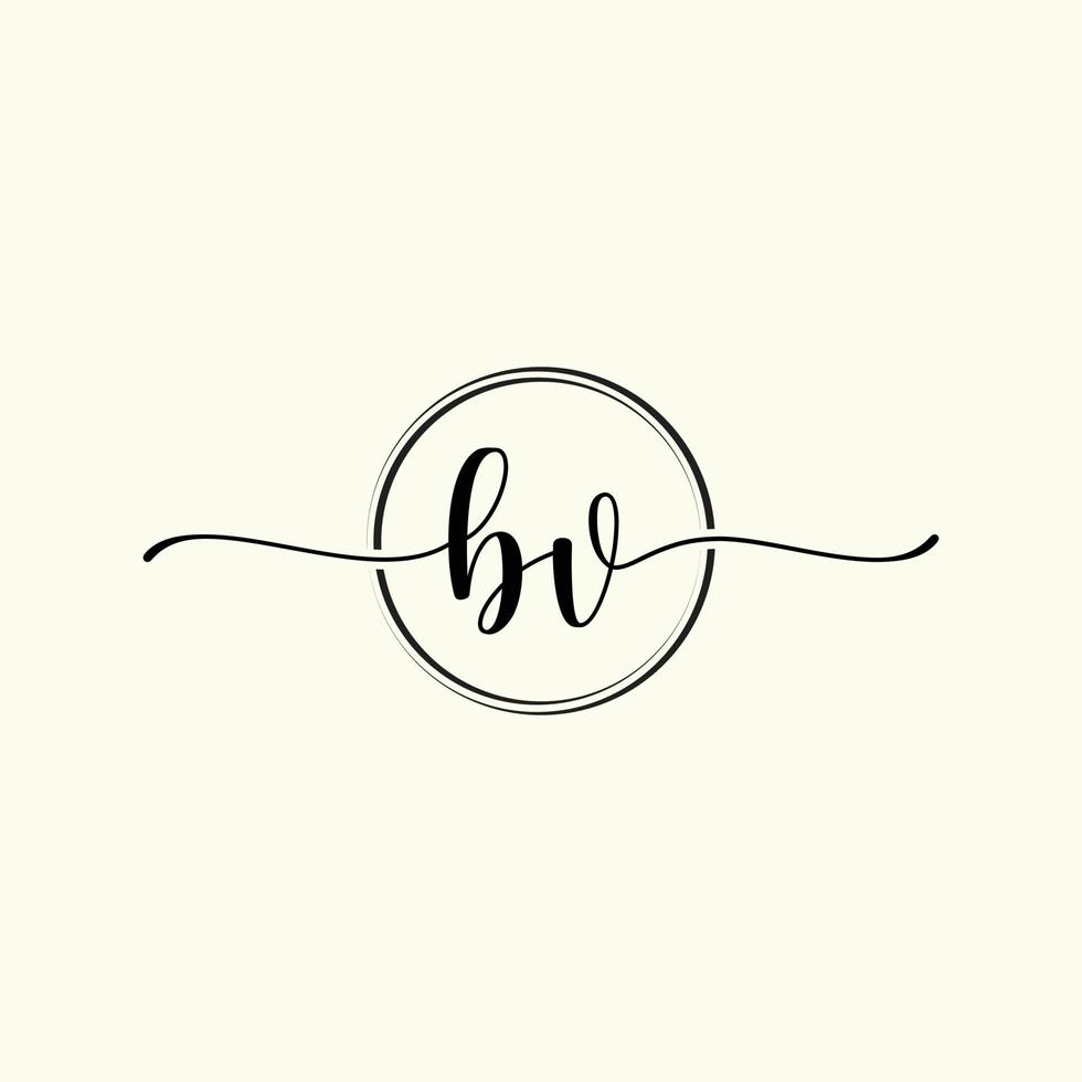 initial handwriting BV logo template Illustration. BV Letter beauty monogram Logo vector