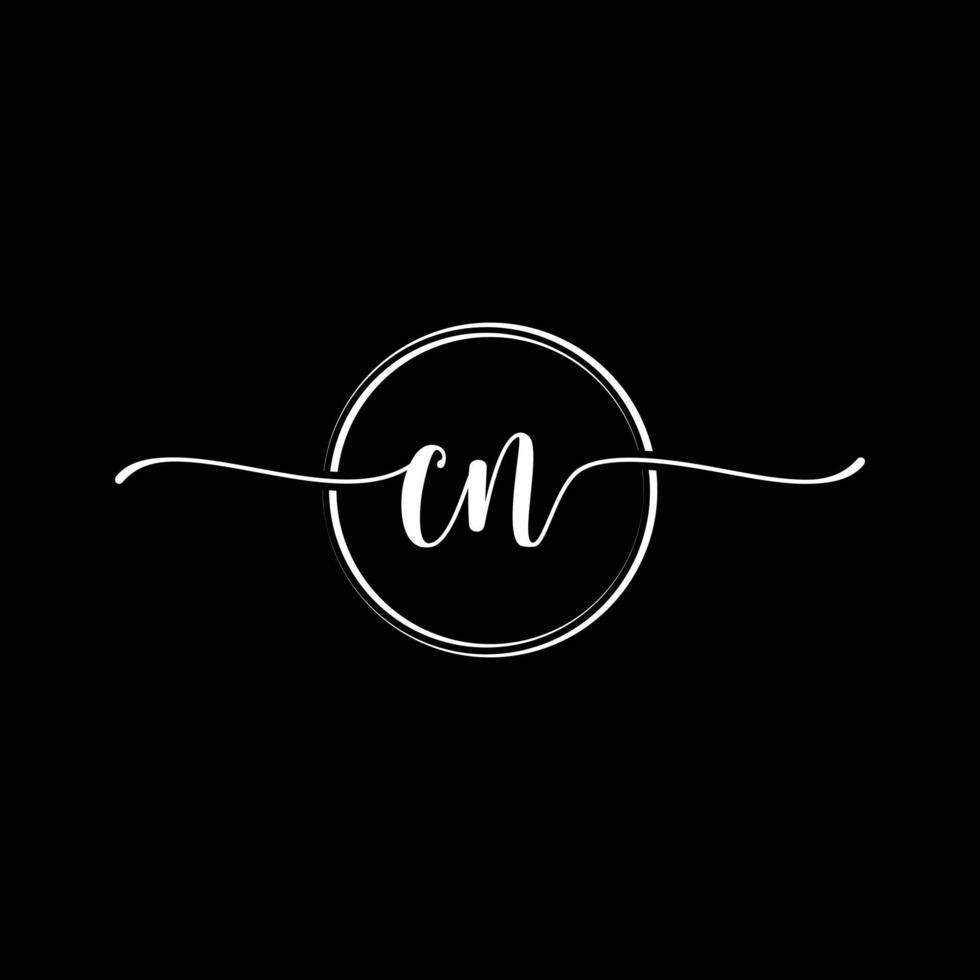 initial handwriting CN logo template Illustration. CN Letter beauty monogram Logo vector