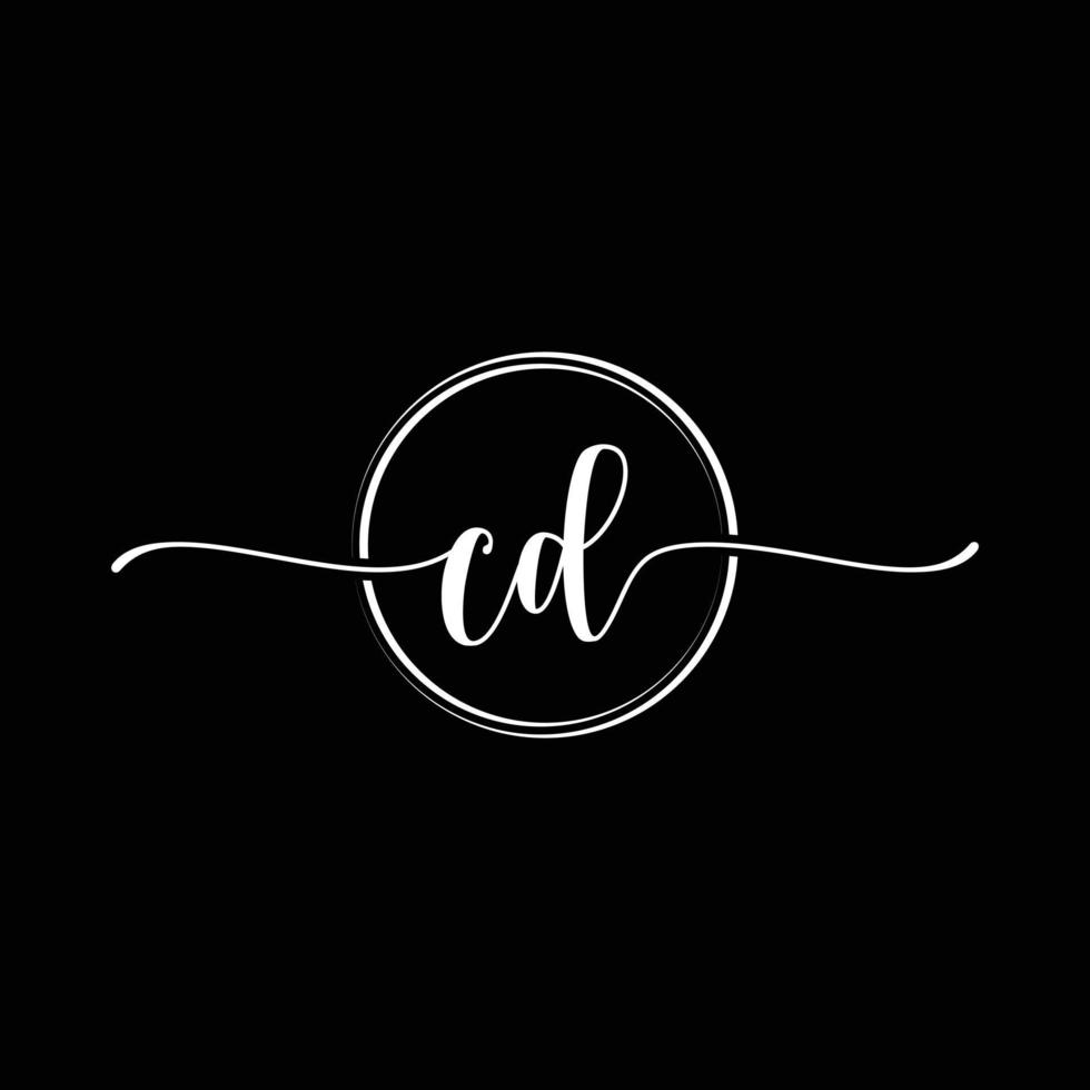 initial handwriting CD logo template Illustration. CD Letter beauty monogram Logo vector