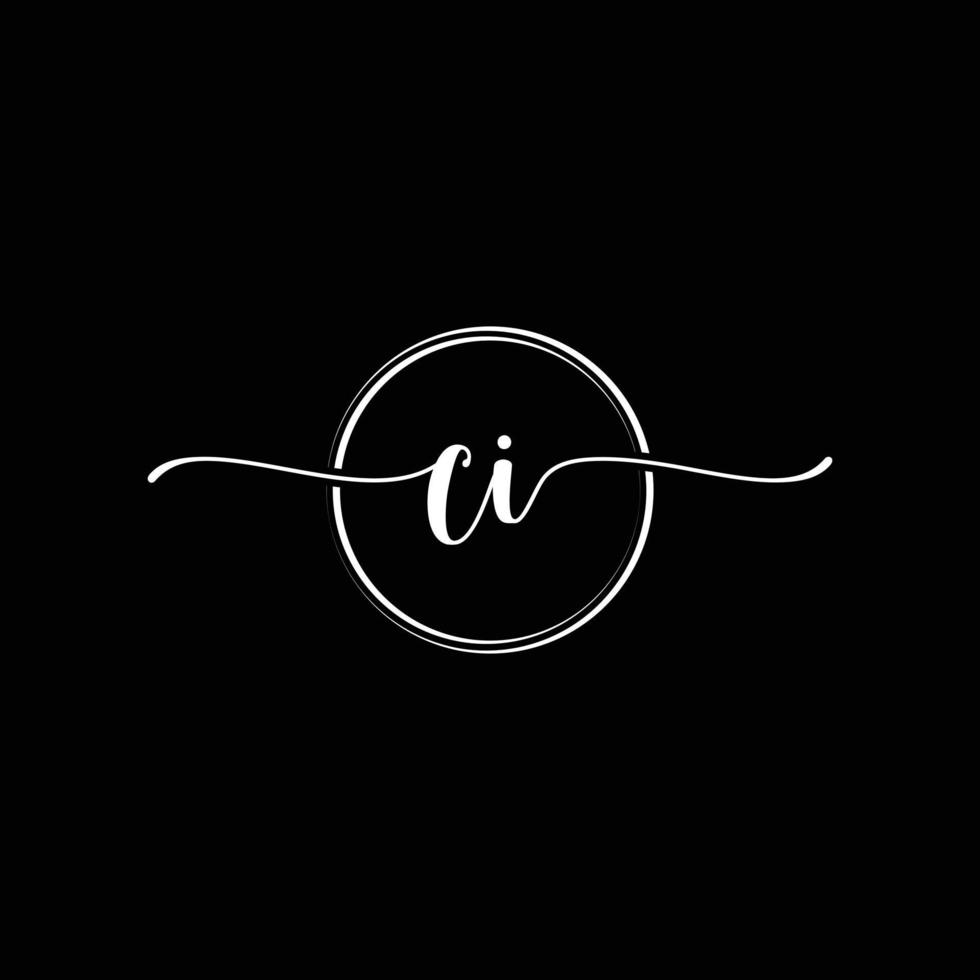 initial handwriting CI logo template Illustration. CI Letter beauty monogram Logo vector