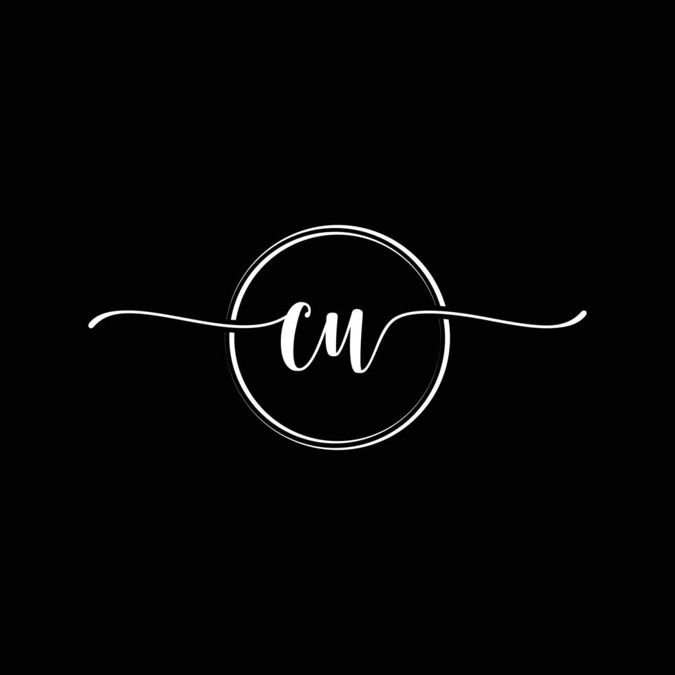 initial handwriting CU logo template Illustration. CU Letter beauty monogram Logo vector