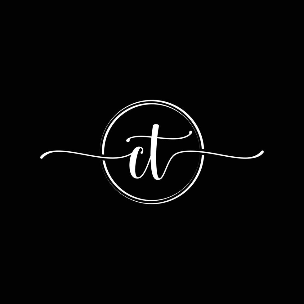 initial handwriting CT logo template Illustration. CT Letter beauty monogram Logo vector