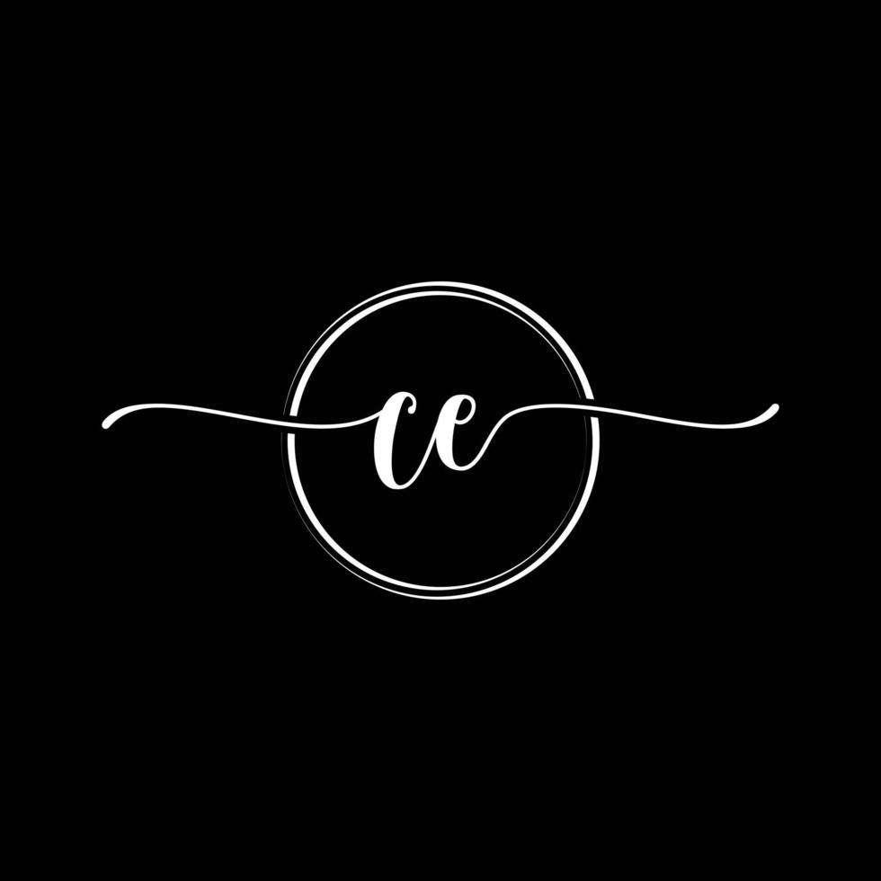 initial handwriting CE logo template Illustration. CE Letter beauty monogram Logo vector