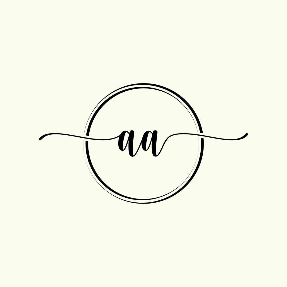initial handwriting AA logo template Illustration. AA Letter beauty monogram Logo vector