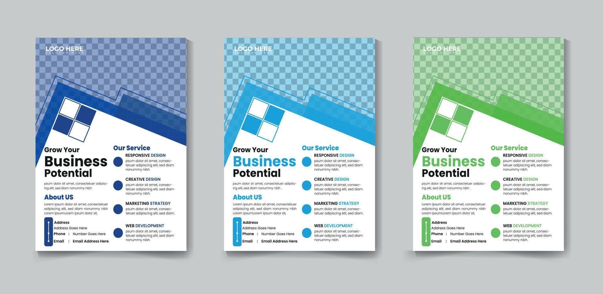 Modern flyer design for advertising promotion and growth company. abstract flat flyer design . colorfull flyer. creative unique nice clean design. Half page A4 flyer free vector
