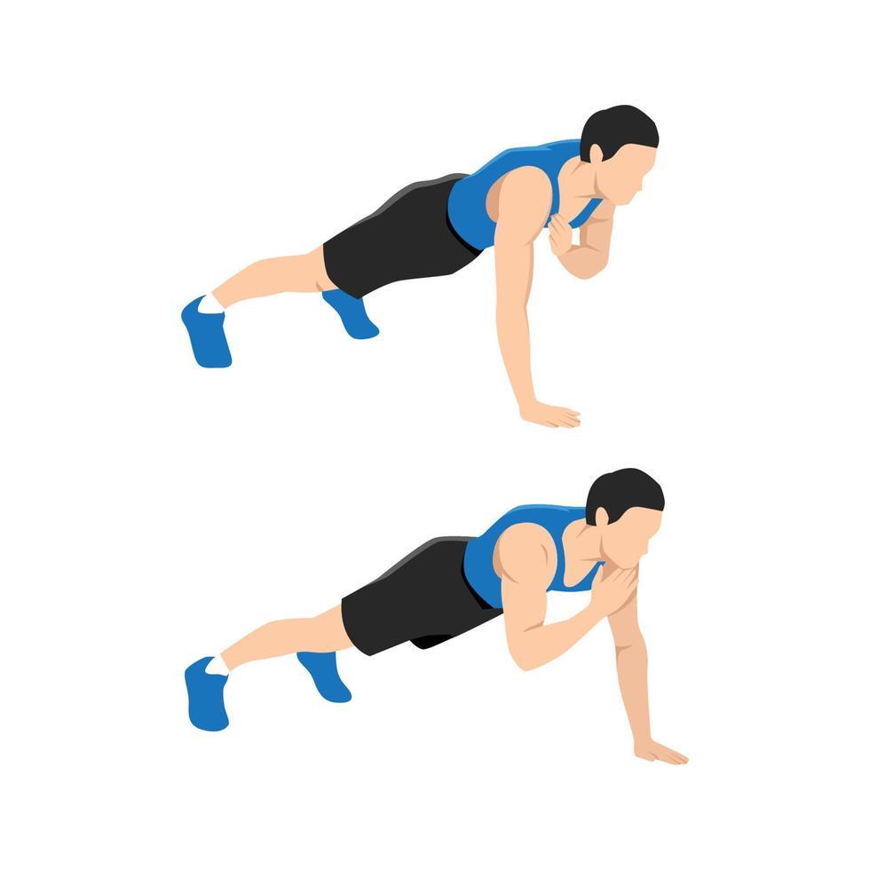 Plank shoulder taps exercise. Flat vector illustration isolated on ...