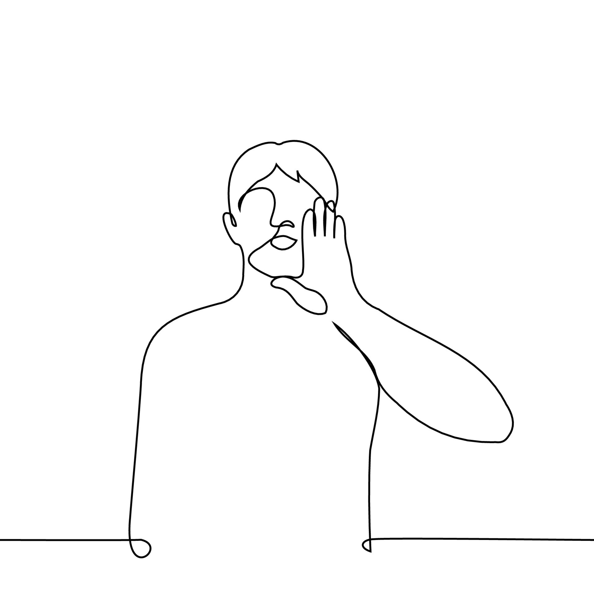 man put his hand to his mouth for a loud cry - one line drawing vector. the  concept of shouting loudly, echo 20537809 Vector Art at Vecteezy