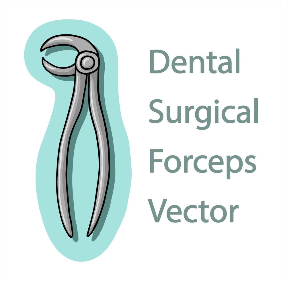 Dental surgical forceps - doodle style illustration, hand drawn vector flat illustration