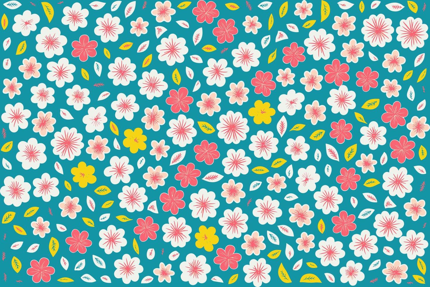 floral ornament pattern in colorful flat design for gift wrapping, vector stock