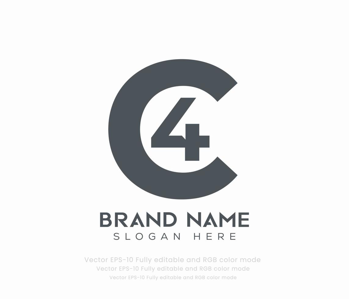 letter C4 typography logo vector