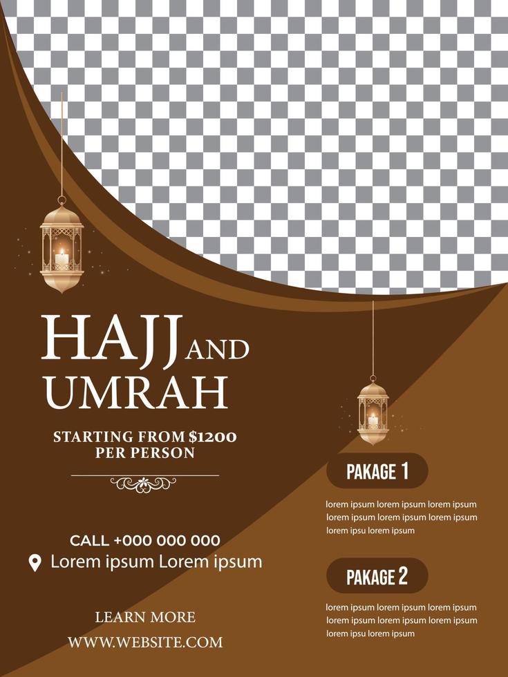 Hajj and Umrah Luxury package flyer, Ramadan Kareem flyer template