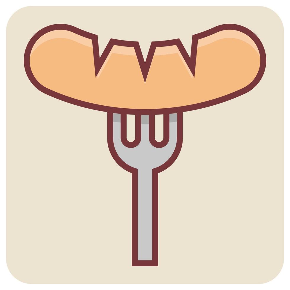 Filled color outline icon for hotdog. vector