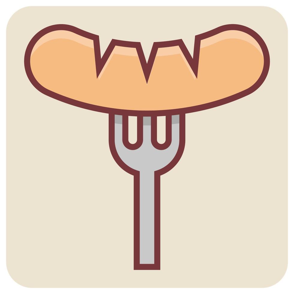 Filled color outline icon for hotdog. vector