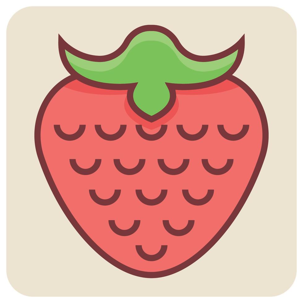 Filled color outline icon for strawberry. vector