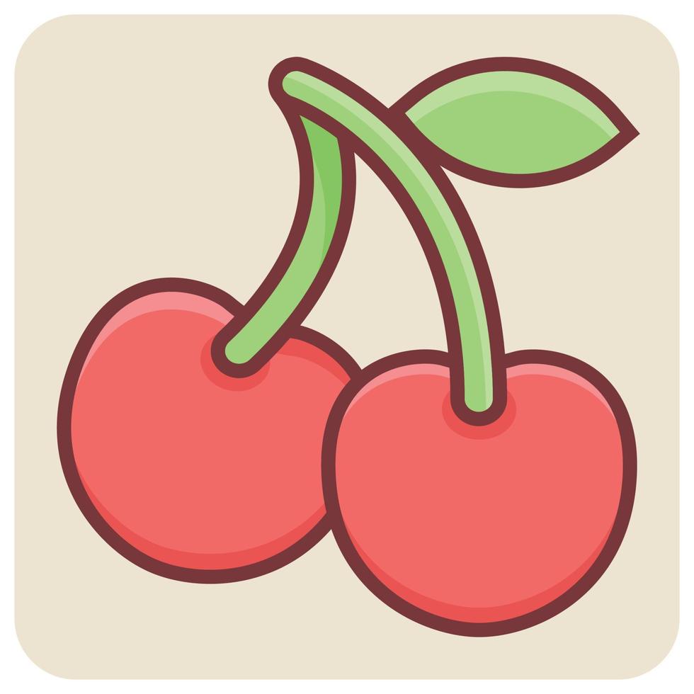 Filled color outline icon for cherries. vector