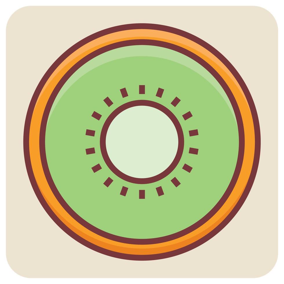 Filled color outline icon for kiwi slice. vector