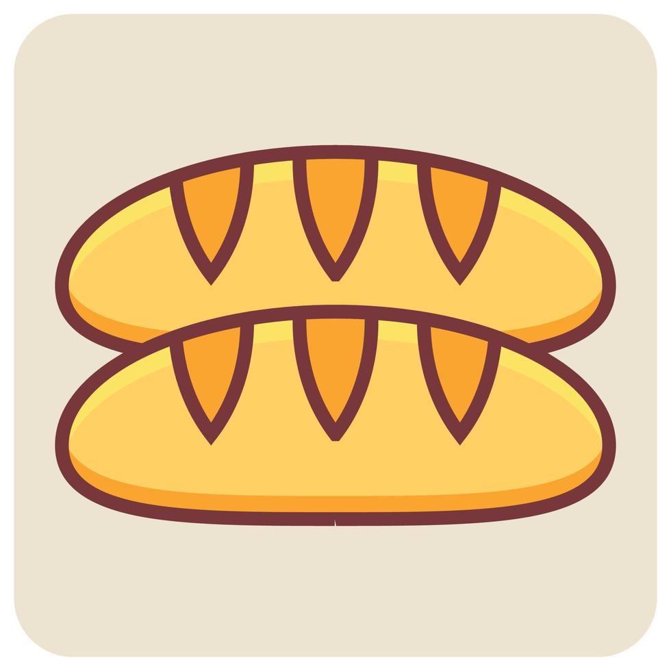 Filled color outline icon for bread loaf. vector