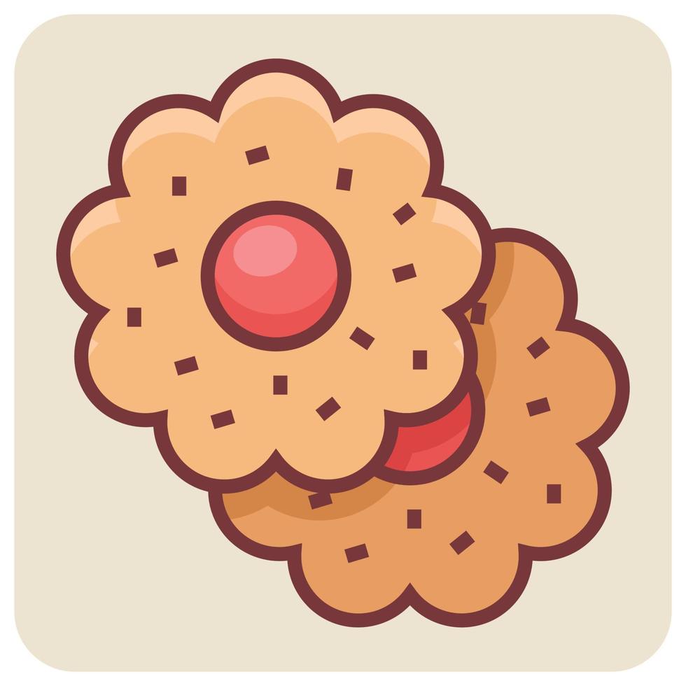 Filled color outline icon for biscuits. vector