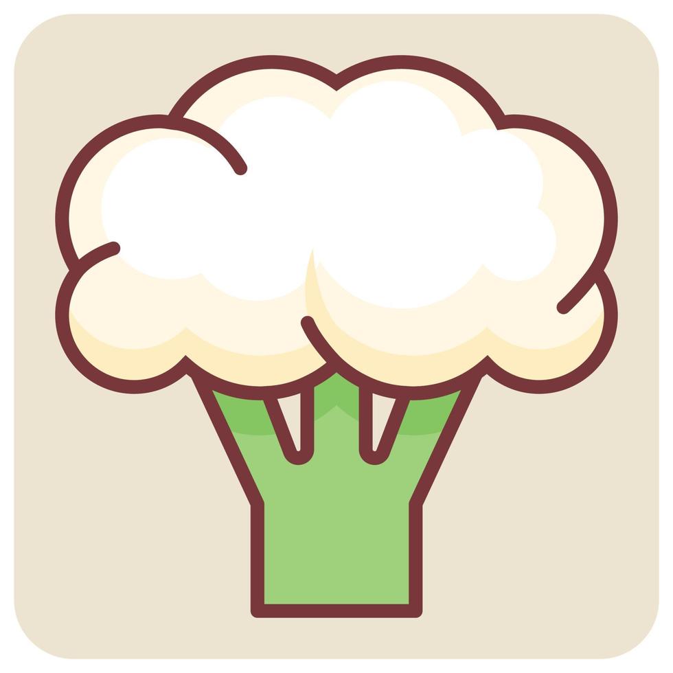 Filled color outline icon for cauliflower. vector