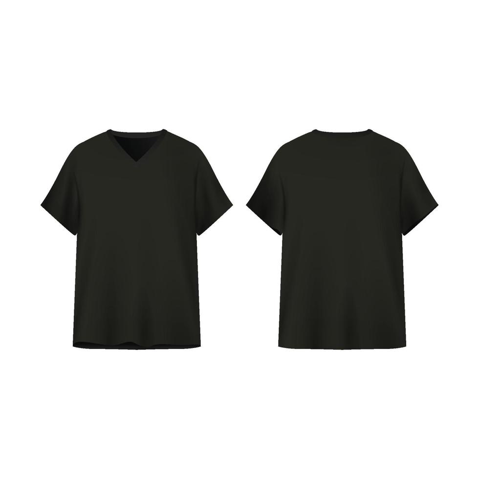 3d negro cuello en v camiseta vector