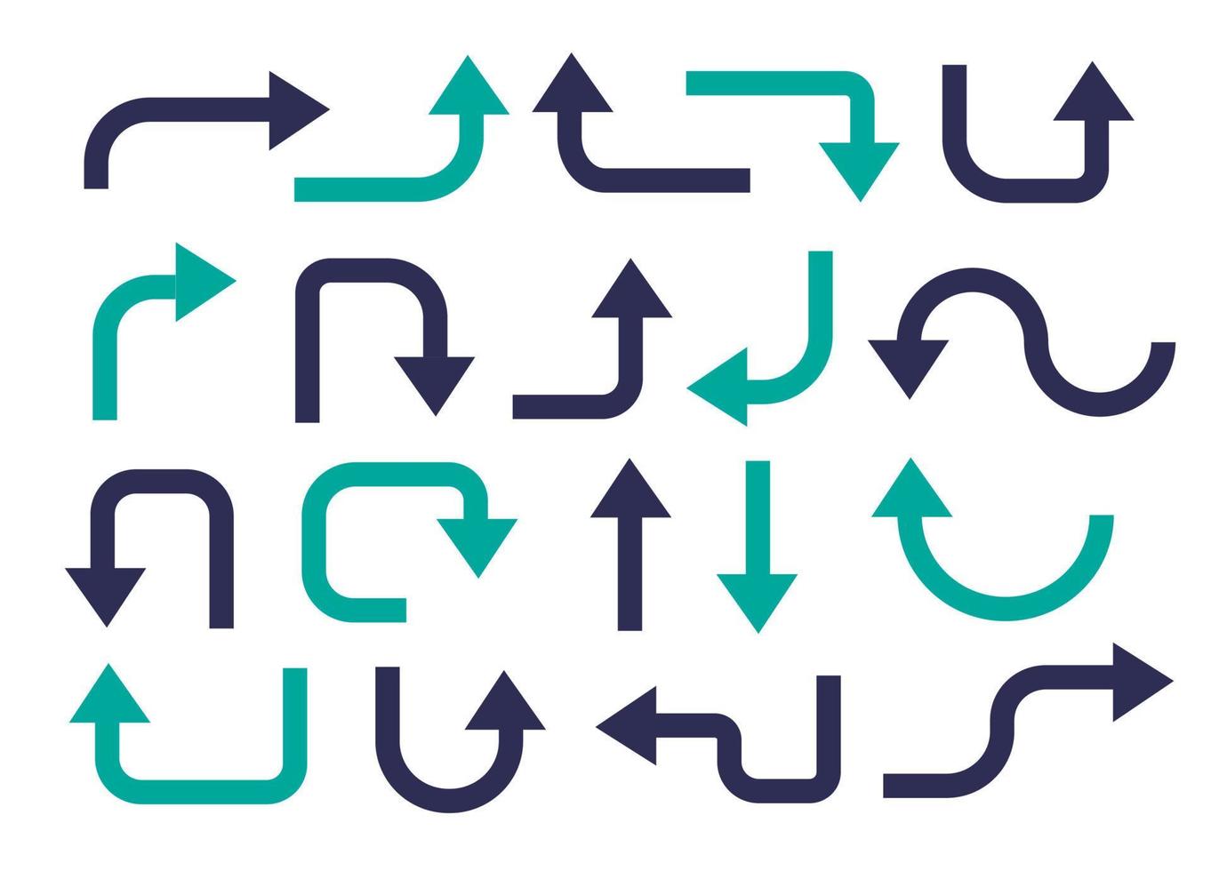 geométrico verde y oscuro azul flechas conjunto vector icono