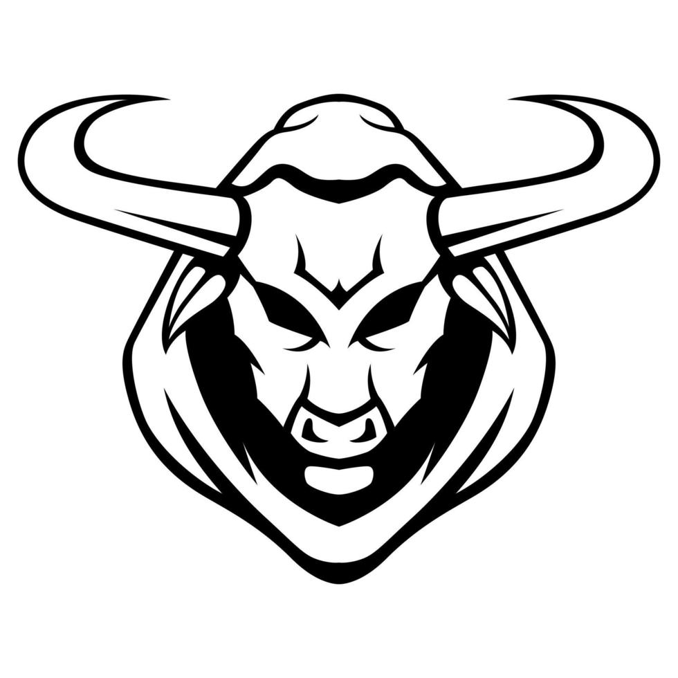 Buffalo Bull Vector Head Black And White Logo Mascot template