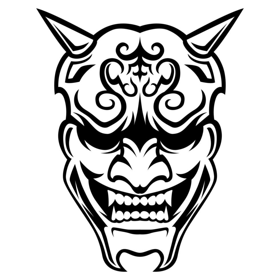 Ronin Samurai Vector black and white Mask Angry Face logo icon symbol vintage template