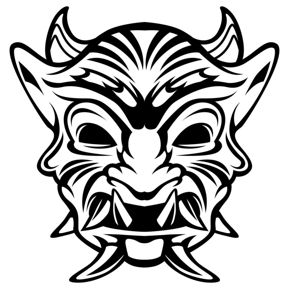 Ronin Samurai Vector Black And White Mask Helmet Logo Vector illustration
