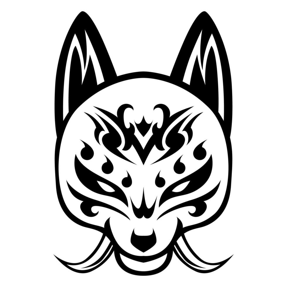 kitsune vector samurai negro y blanco cabeza japonés lobo logo ilustración