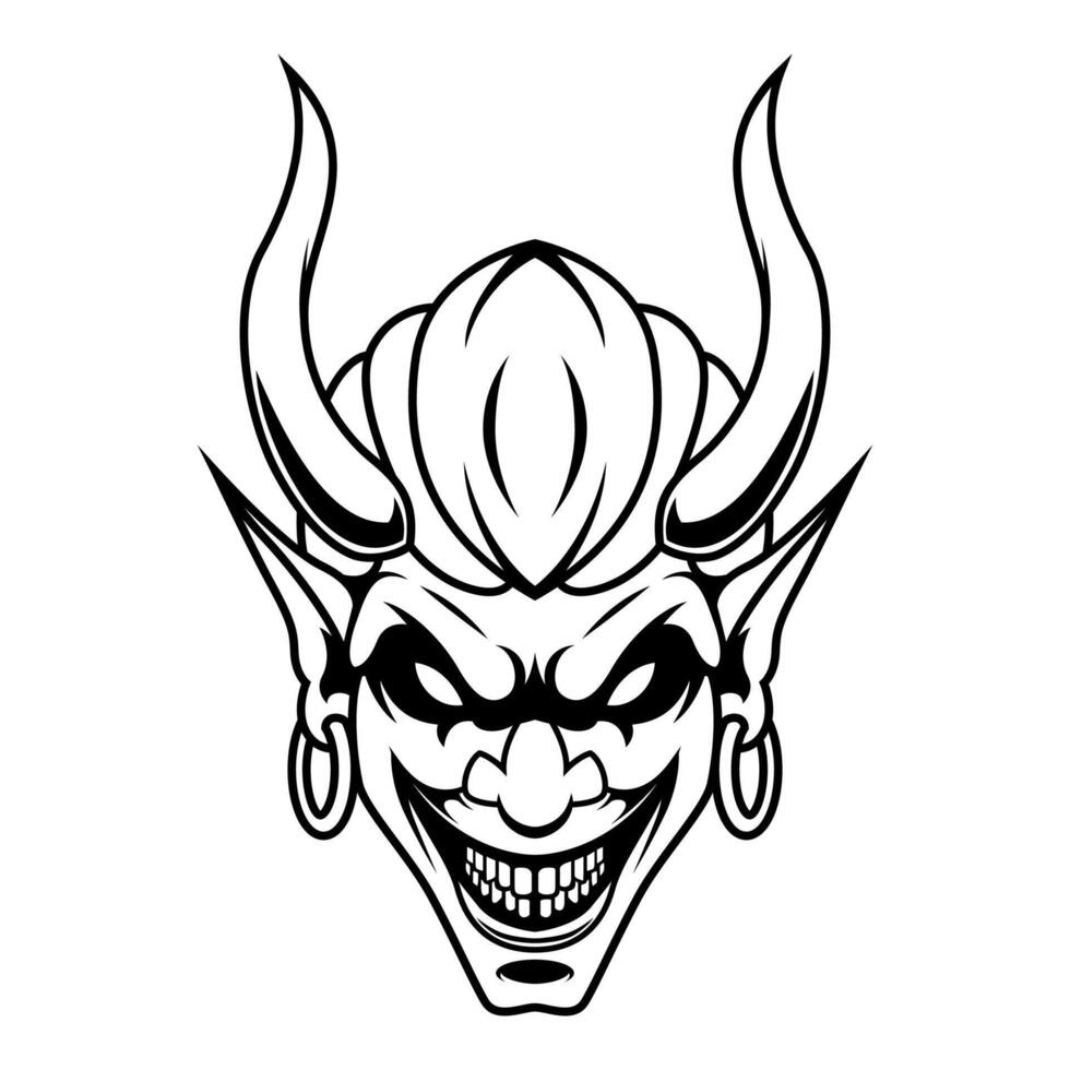 Devil Vector. Black And White Devil Man Logo Design Vector Mascot template