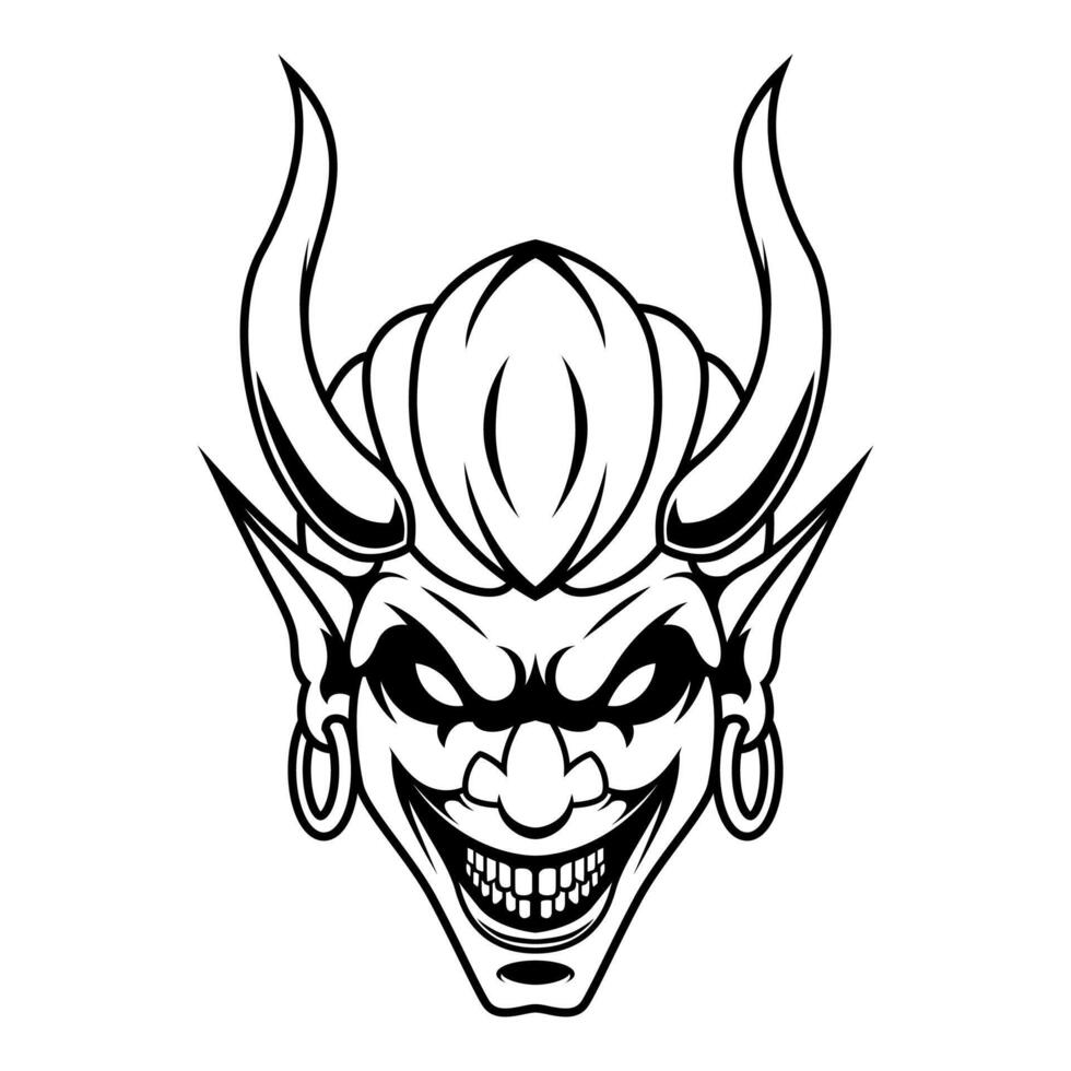 Devil Vector. Black And White Devil Man Logo Design Vector Mascot template