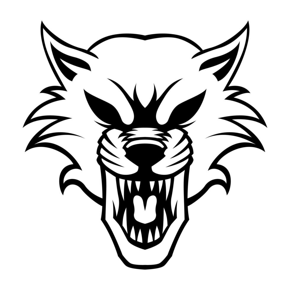 enojado lobo vector negro y blanco logo diseño ilustración modelo