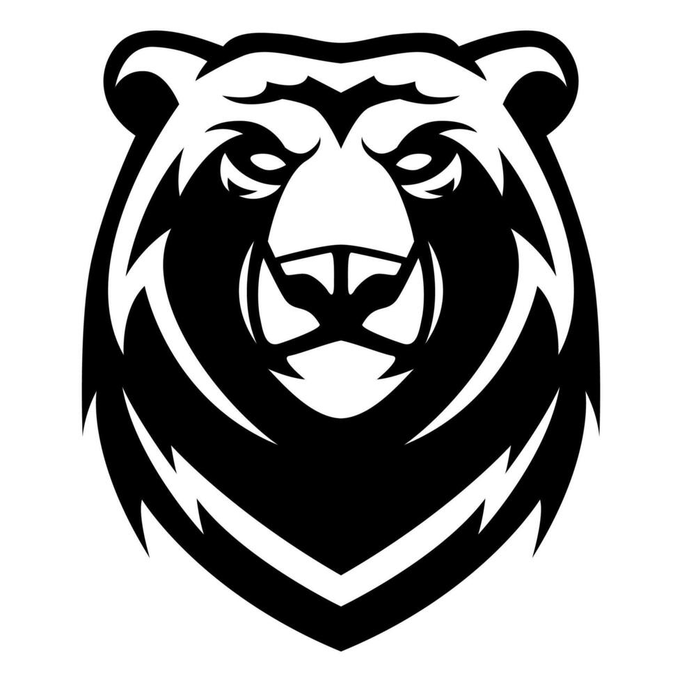 Bear logo vector icon symbol template design black and white illustration