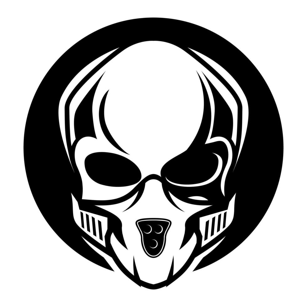 cráneo máscara militar vector mascota modelo diseño negro y blanco modelo
