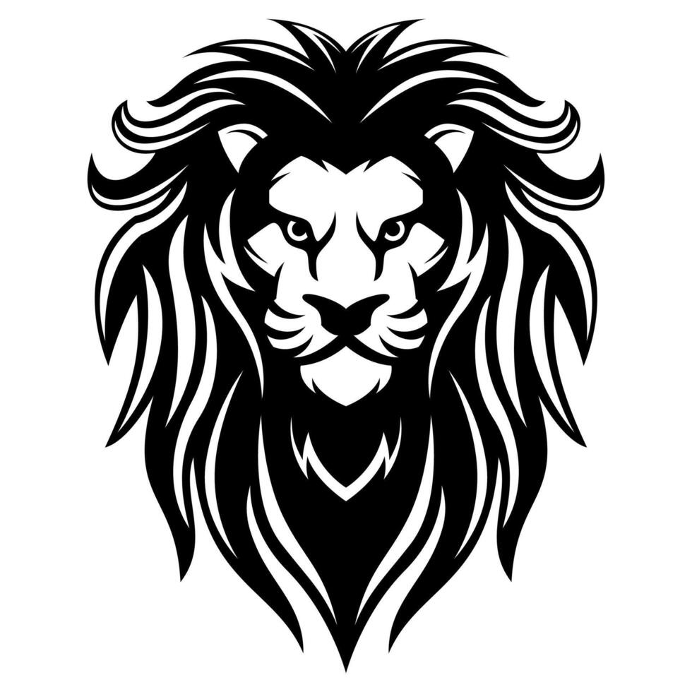 Lion Head Vector Design black and white template illustration