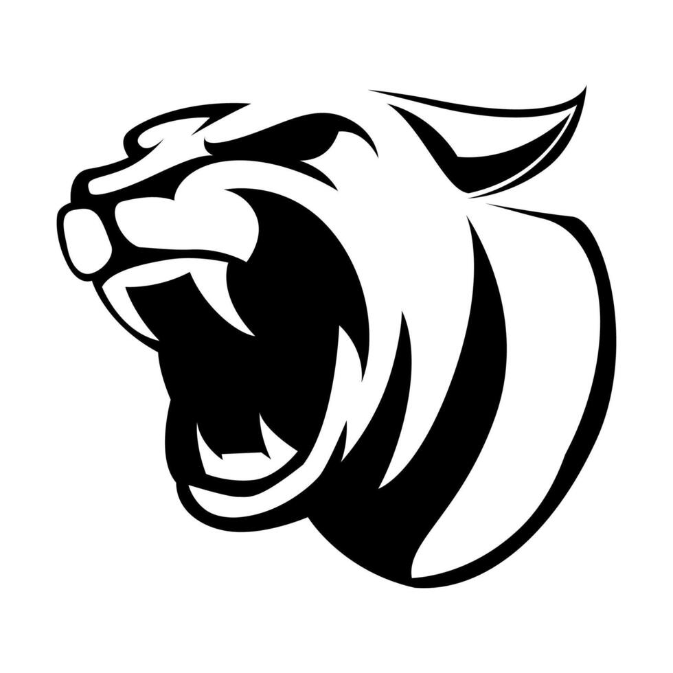 Panther Head Vector Black And White Logo Design Illustration