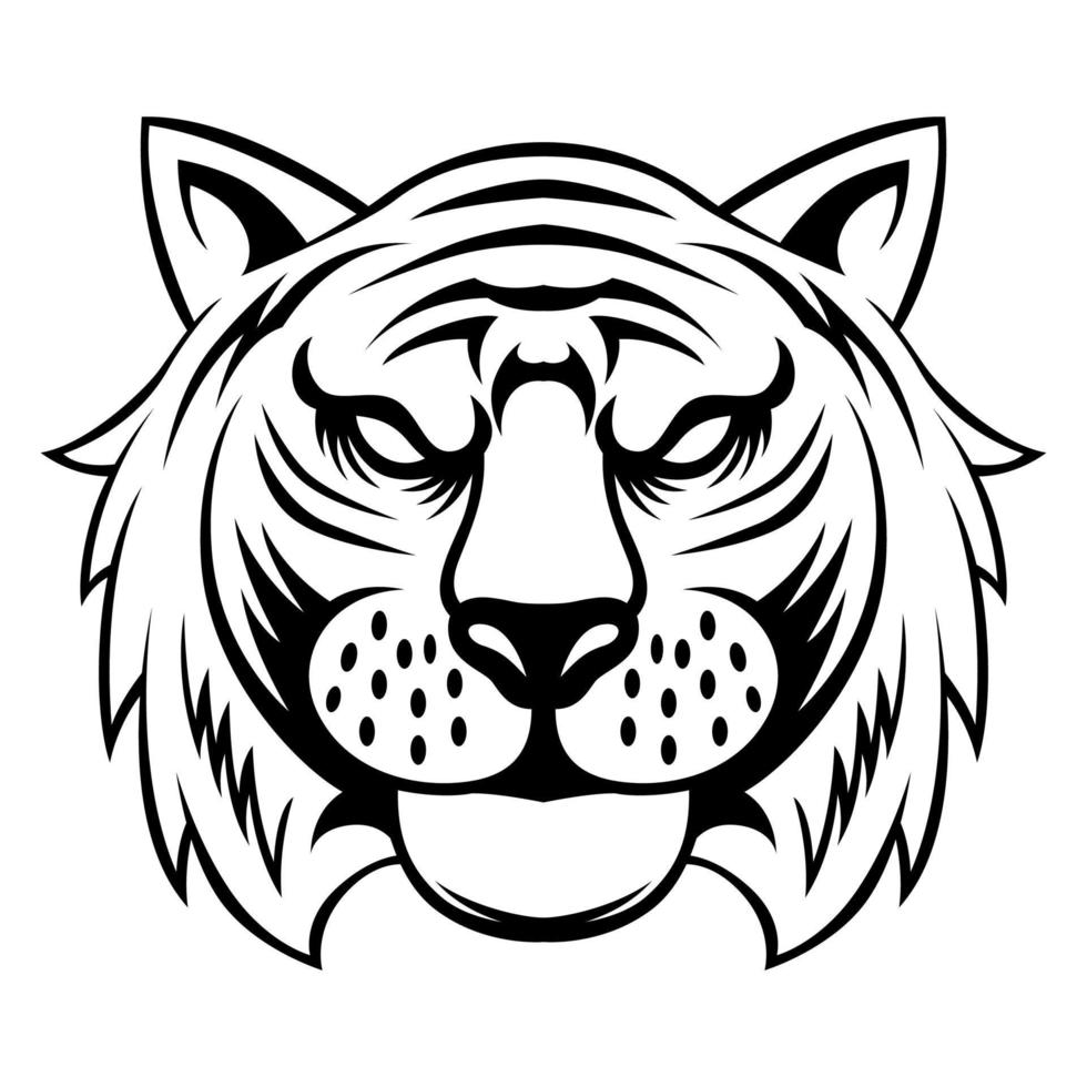 Tigre vector. Tigre cabeza negro y blanco logo diseño vector ilustración en moderno estilo diseño