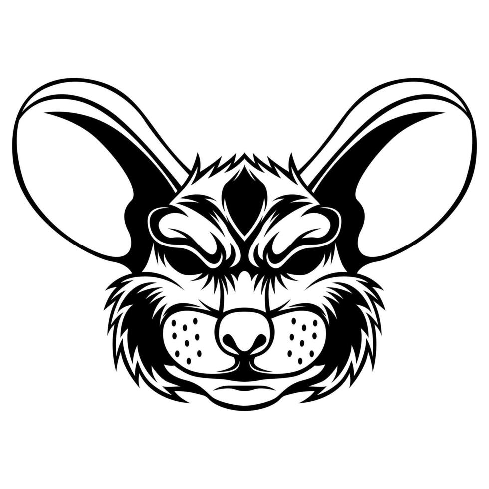 Mouse Head Vector. Mouse Black And White Drawing Mascot Logo Design ...