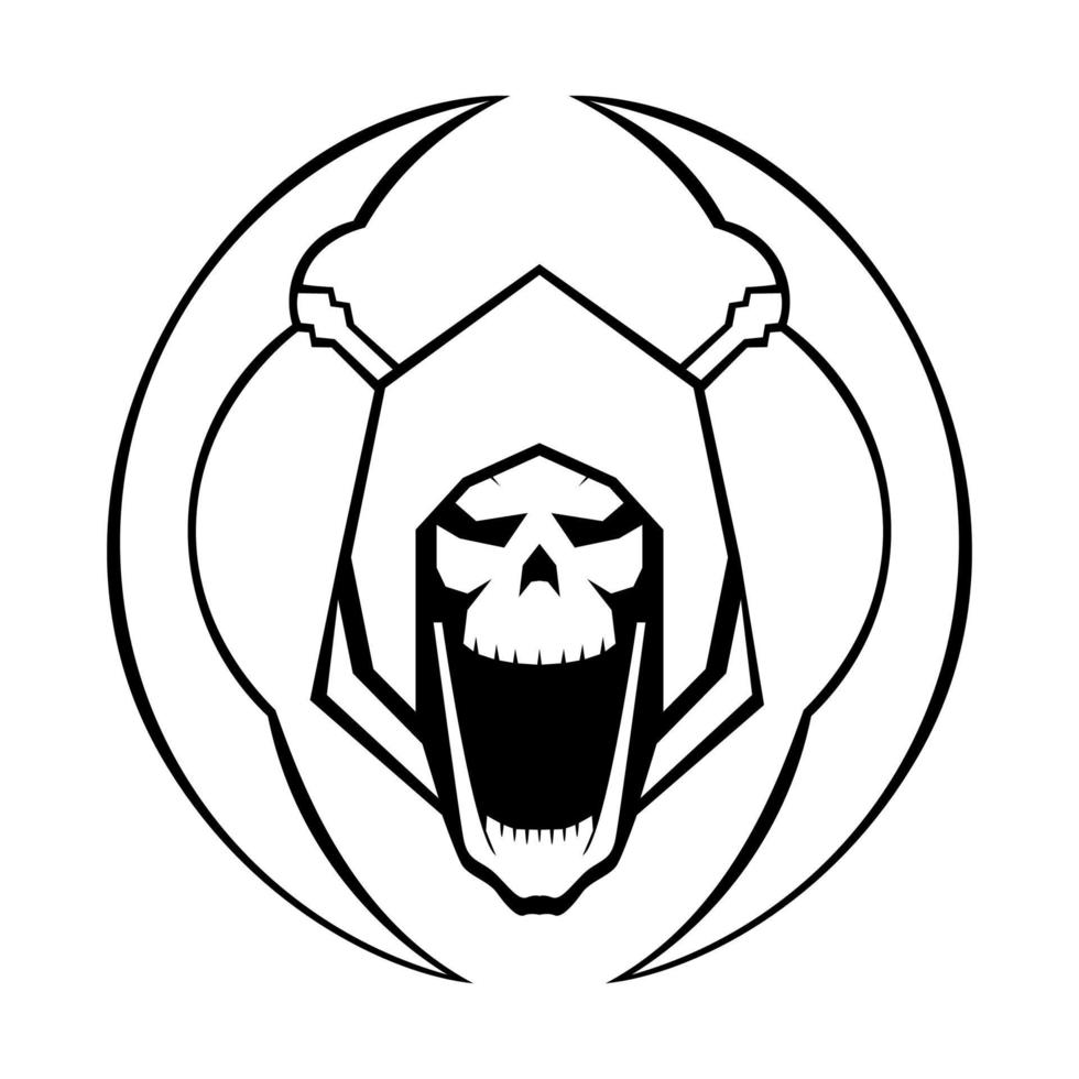 Grim Reaper Vector black and white logo design template illustration