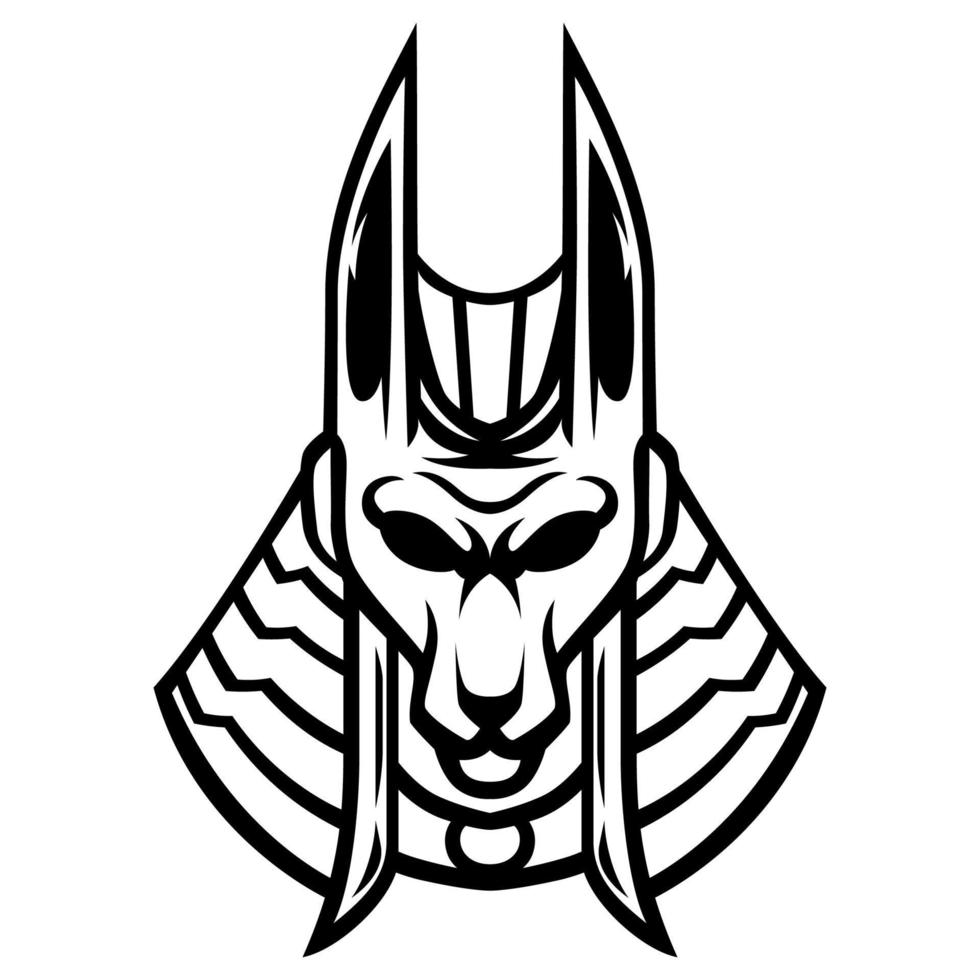 Anubis God Vector Black And White Logo Design mascot Template