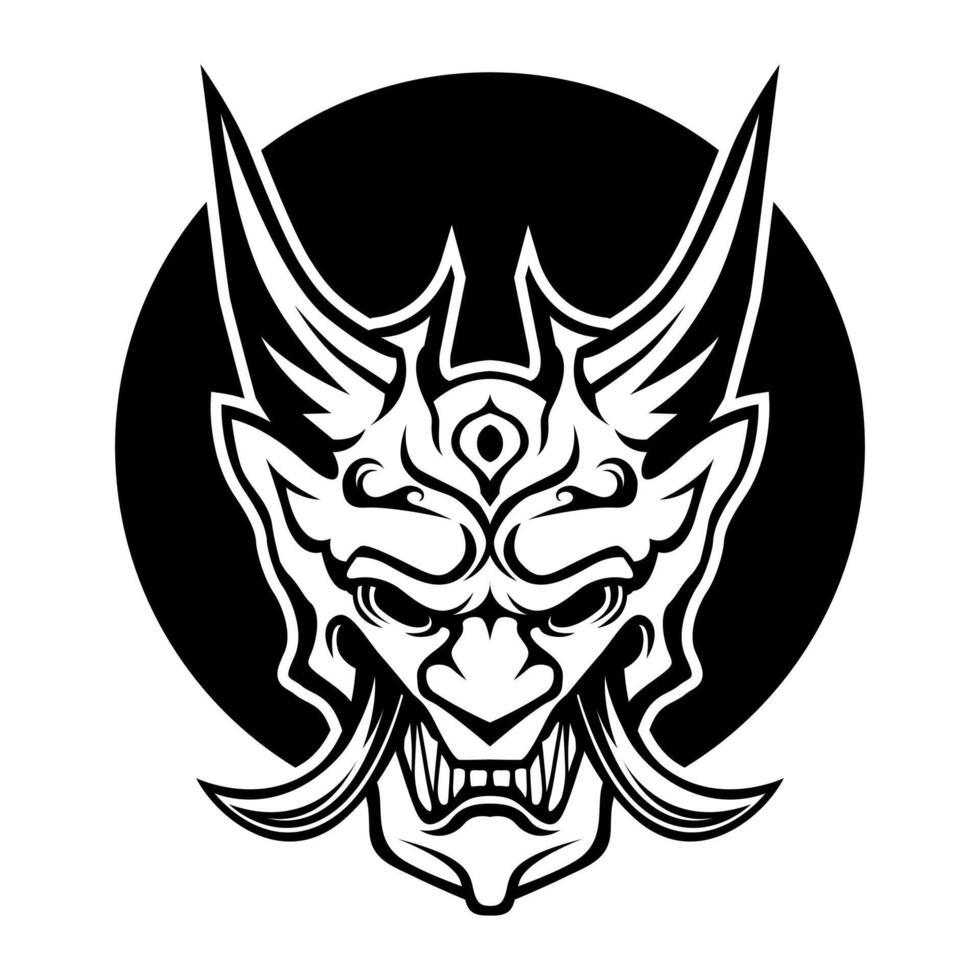 Ronin Samurai Face mask Vector logo icon symbol template black and white