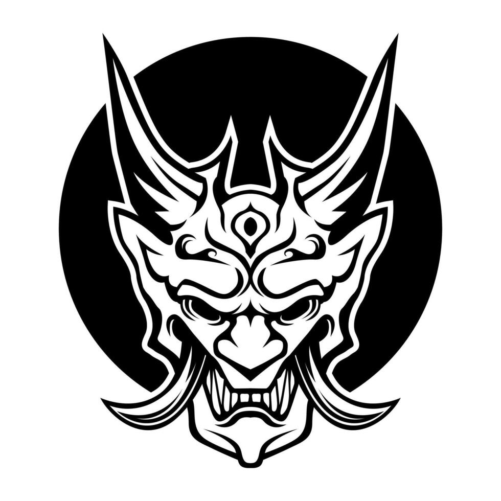 ronin samurai cara máscara vector logo icono símbolo modelo negro y blanco