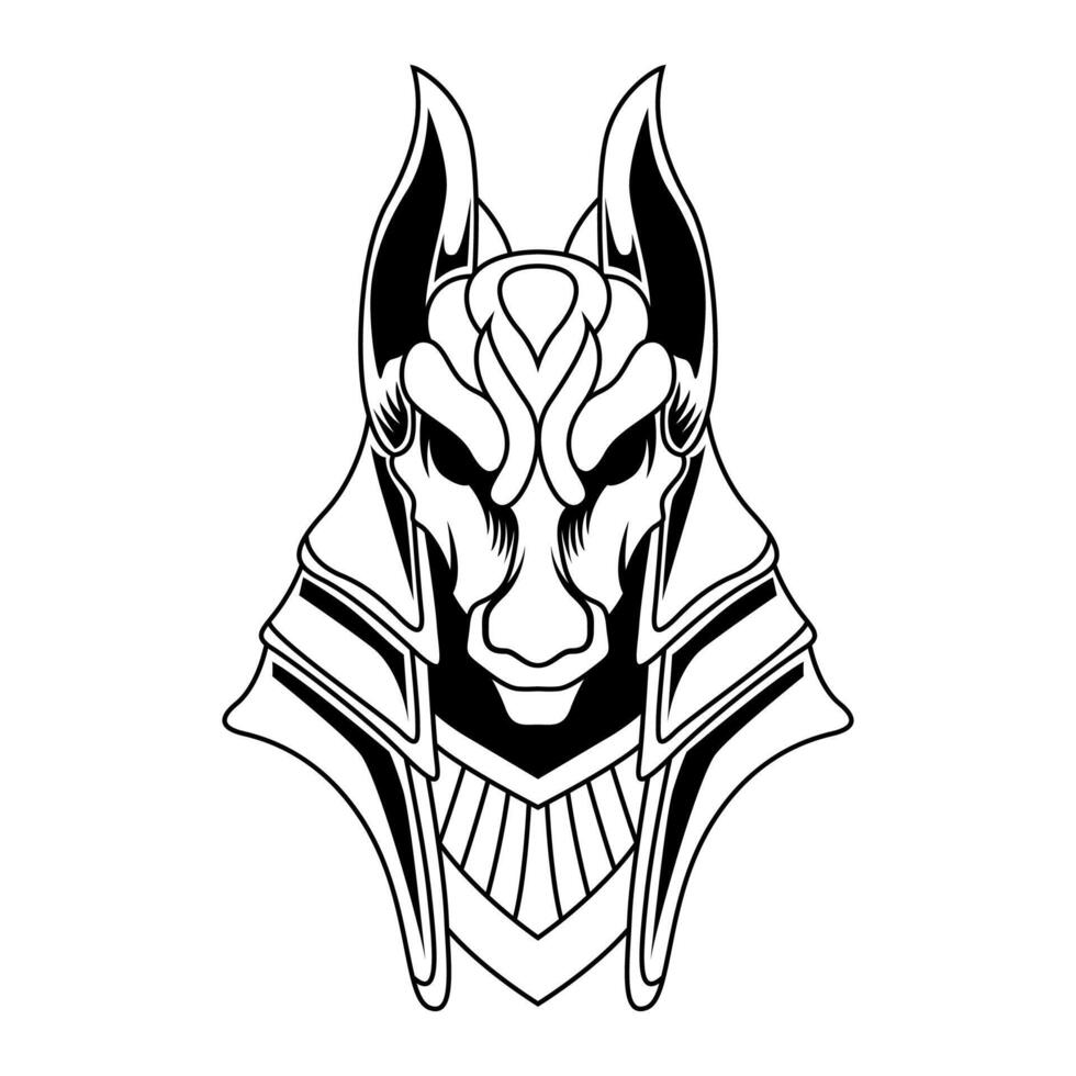 Anubis Vector. Black And White Anubis Mascot Logo Design Vector Template Illustration